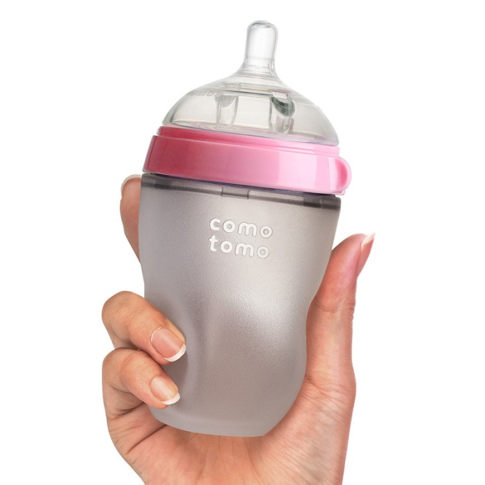 Comotomo Natural Feel Baby Bottle 250ml – Pink & White