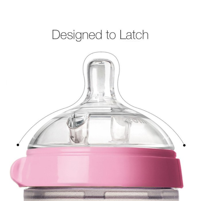 Comotomo Natural Feel Baby Bottle 250ml – Pink & White