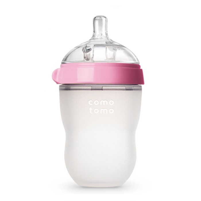 Comotomo Natural Feel Baby Bottle 250ml – Pink & White