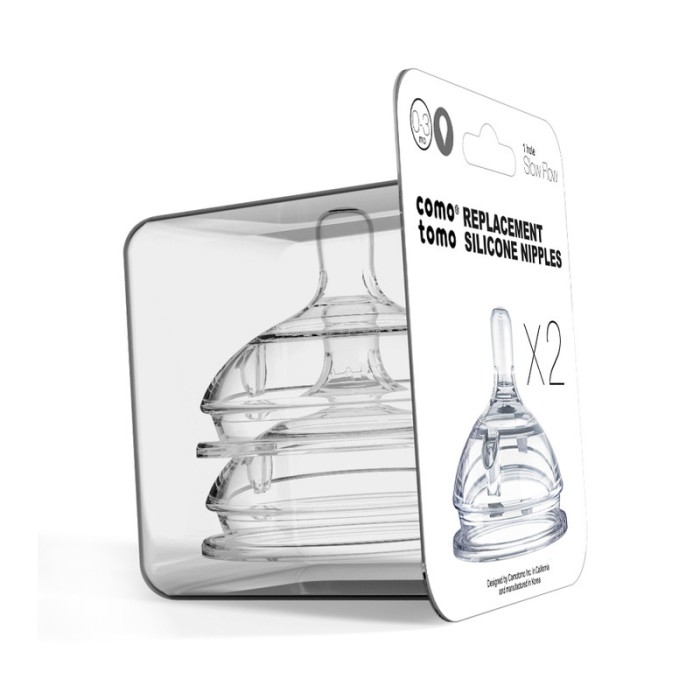 Comotomo Silicone Nipples – Medium Flow, 2-Pack, Transparent