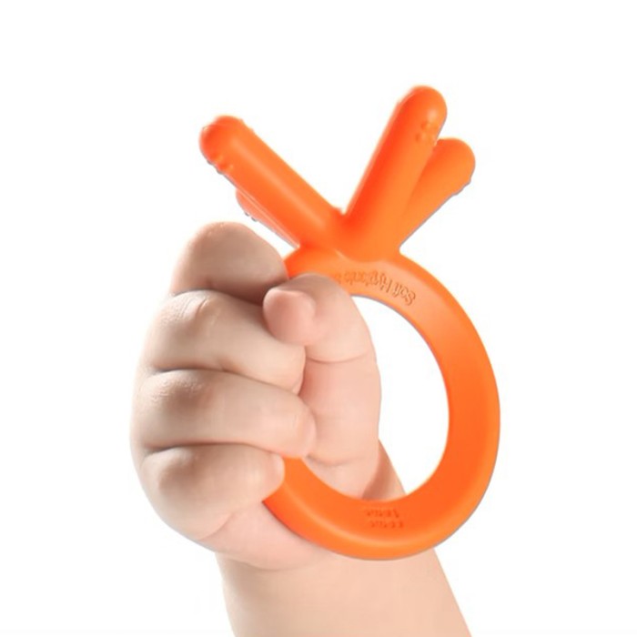 Comotomo Silicone Baby Teether – Orange, 3 Months+