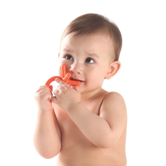 Comotomo Silicone Baby Teether – Orange, 3 Months+