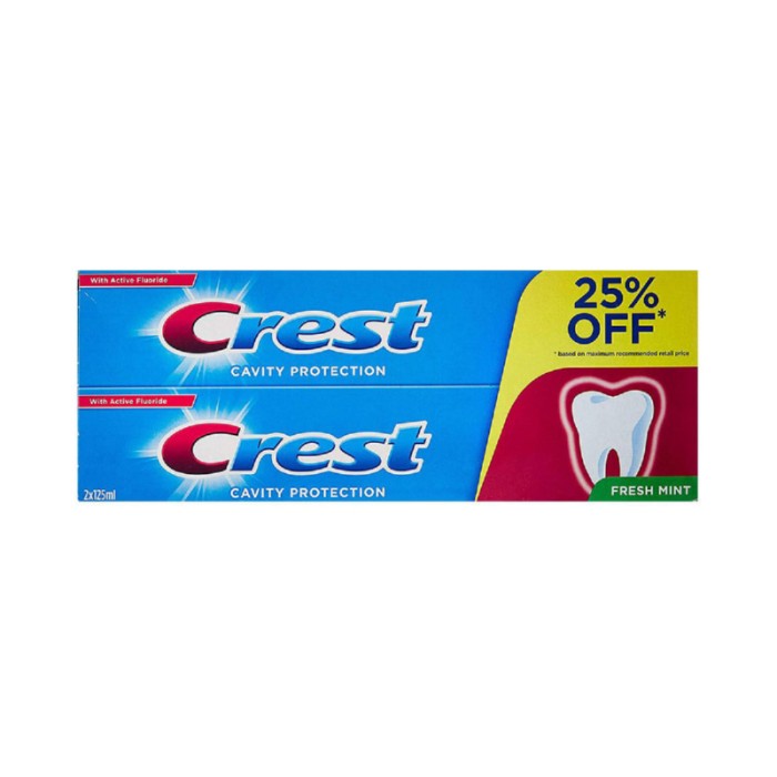 Crest 3D Cavity Protection Fresh Mint Toothpaste, 2 x 125ml