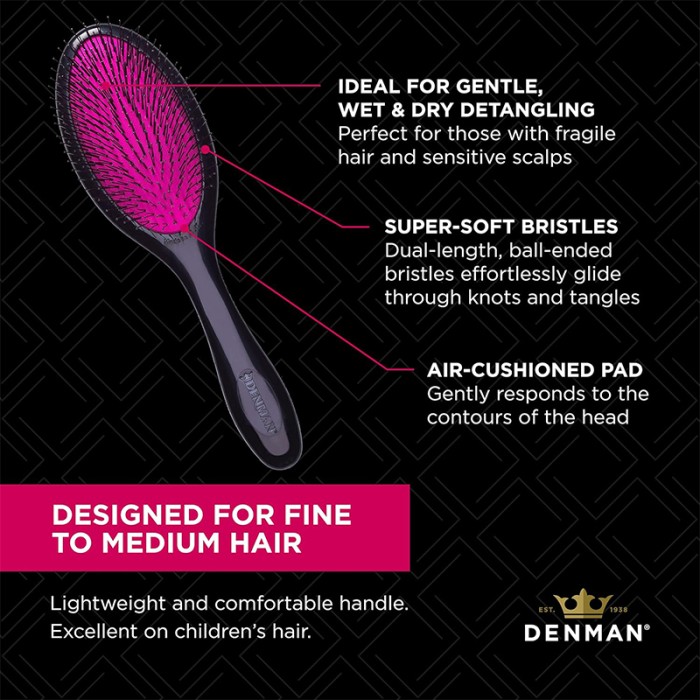 Denman Tangle Tamer Brush D93 Gentle Black