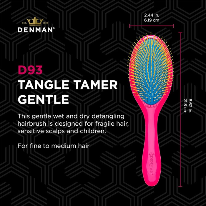 Denman Tangle Tamer Brush D93 Gentle Pink
