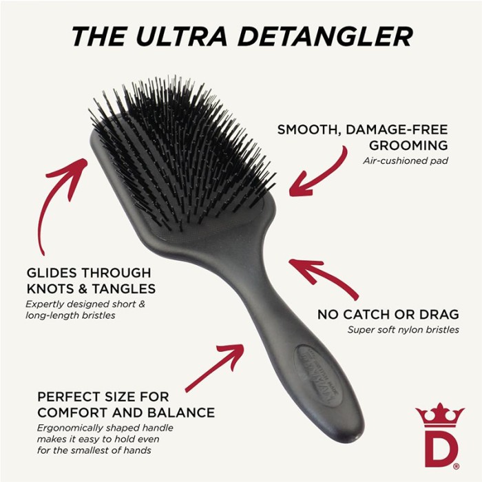 Denman Tangle Tamer Ultra Paddle Brush Black