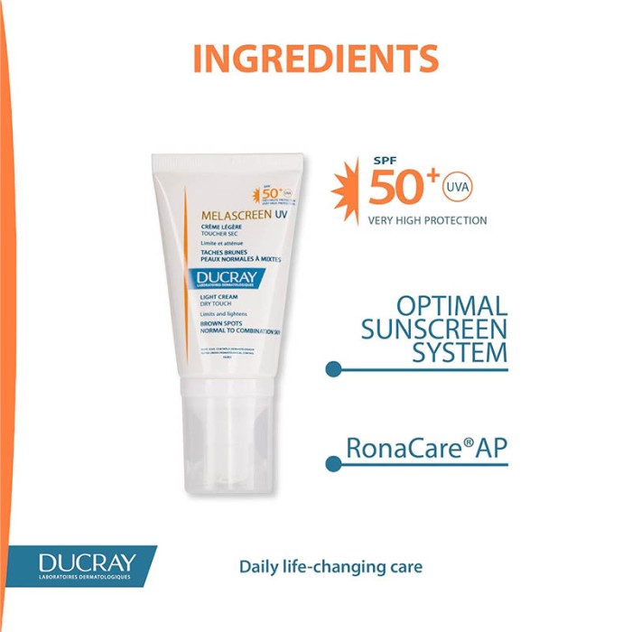 Ducray Melascreen Photoprotection Light Cream SPF50+ 40ml