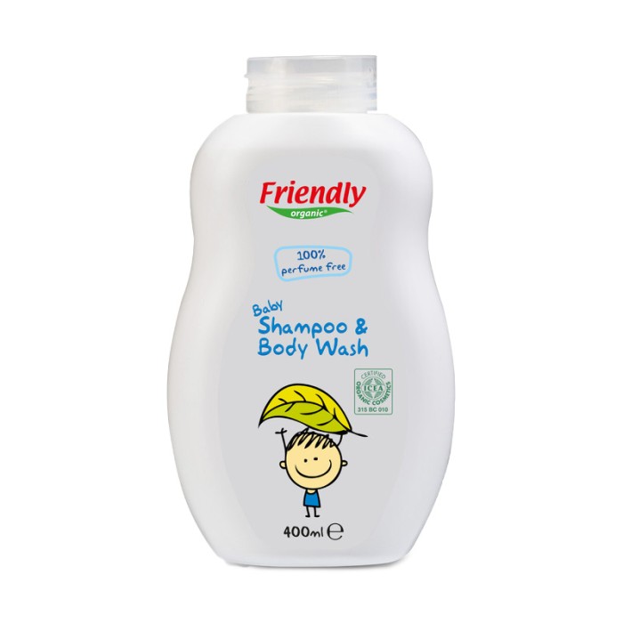 Friendly Organic 400ml Perfume Free Baby Shampoo & Body Wash, Clear