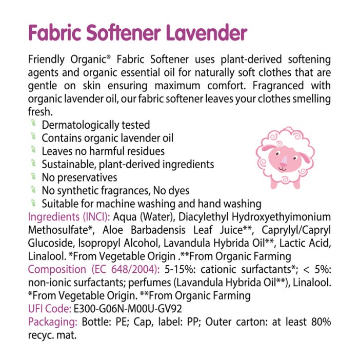 Friendly Organic 750ml Lavender Baby Fabric Softener, White