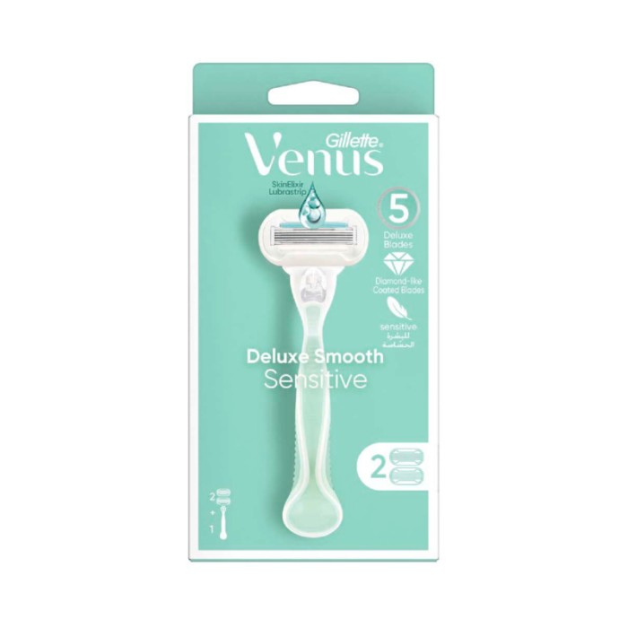 Gillette Venus Deluxe Smooth Sensitive Razor with 2 Blade - Green