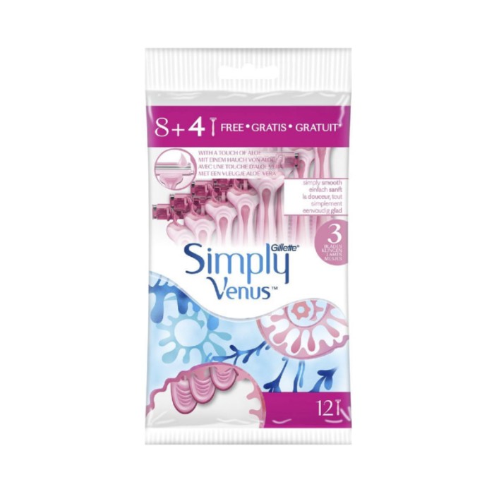 Gillette Venus Simply Venus 3 Women's Razor 8+4pcs