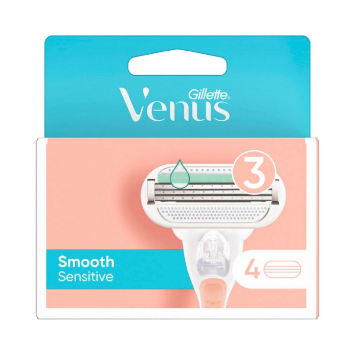 Gillette Venus Smooth Sensitive Razor Refills with 4 Blade - Pink