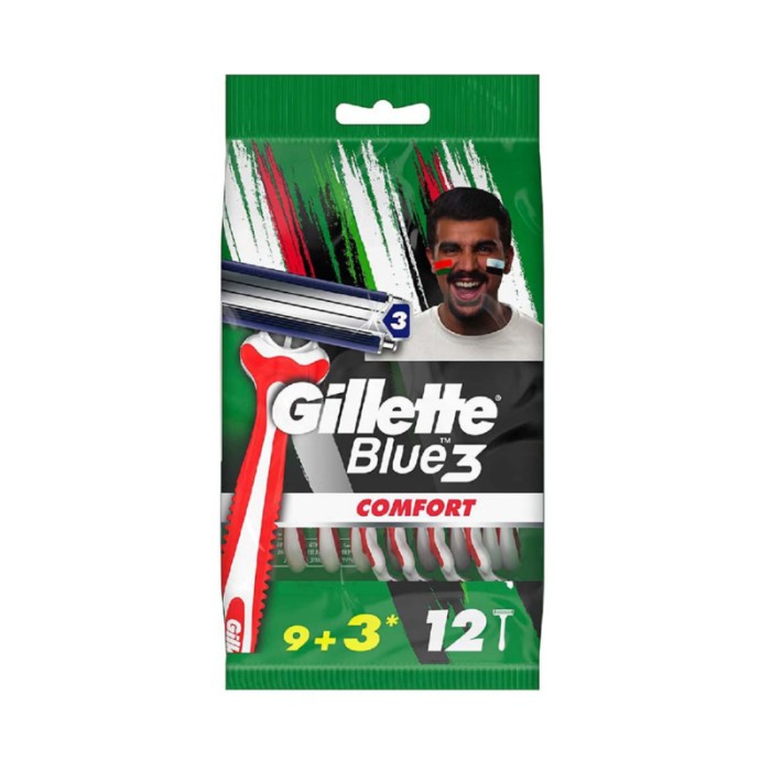 Gillette Blue3 Comfort Men's Disposable Razor - Pack of 12