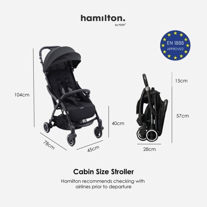 Hamilton by Yoop - Everyday Stroller - Autofold System - Cabin Size - Grey