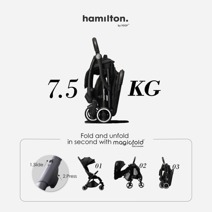 Hamilton by Yoop - Everyday Stroller - Autofold System - Cabin Siye - Kaki