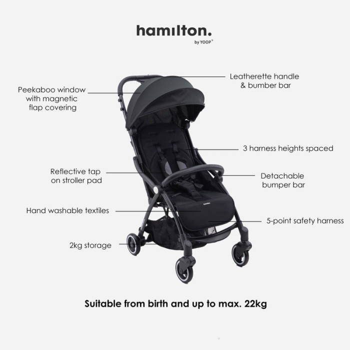 Hamilton by Yoop - Everyday Stroller - Autofold System - Cabin Siye - Kaki