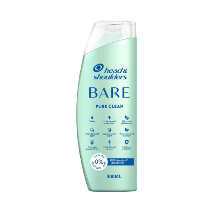 Head & Shoulders Bare Pure Clean Shampoo Maximum Dandruff Protection 400ml