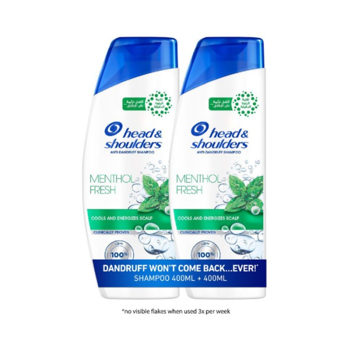 Head & Shoulders Menthol Fresh Anti - dandruff Shampoo With Maxfoam Technology 350ml Pack Of 2