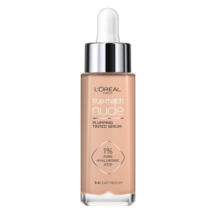 LOREAL PARIS True Match Nude Plumping Tinted Serum, Shade 3-4 Light Medium