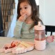 ميلي طبق سيليكون مقسم مع شفط وردي يونيكورن