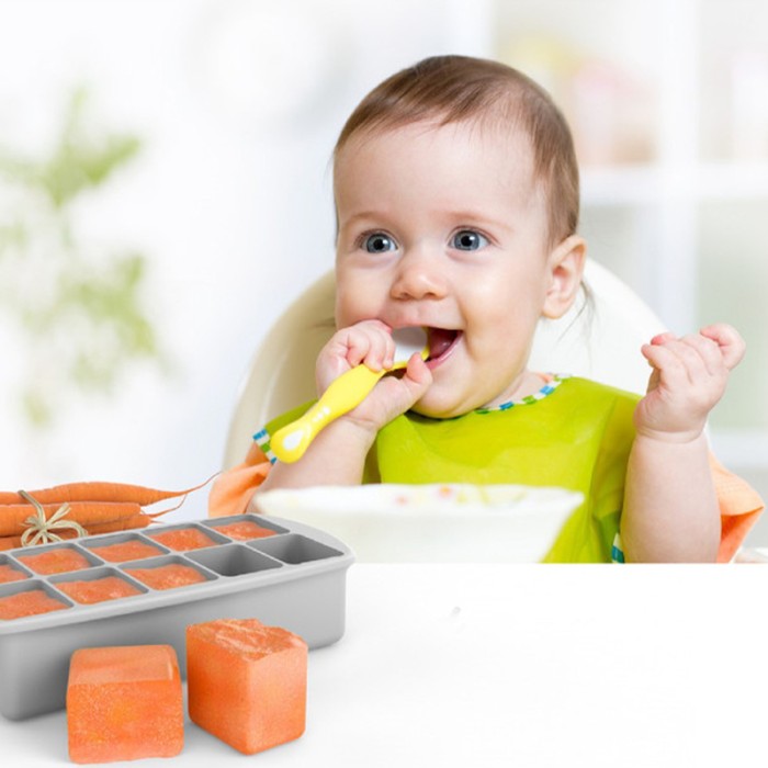 Melii Silicone Baby Food Freezer Tray 2 oz Grey
