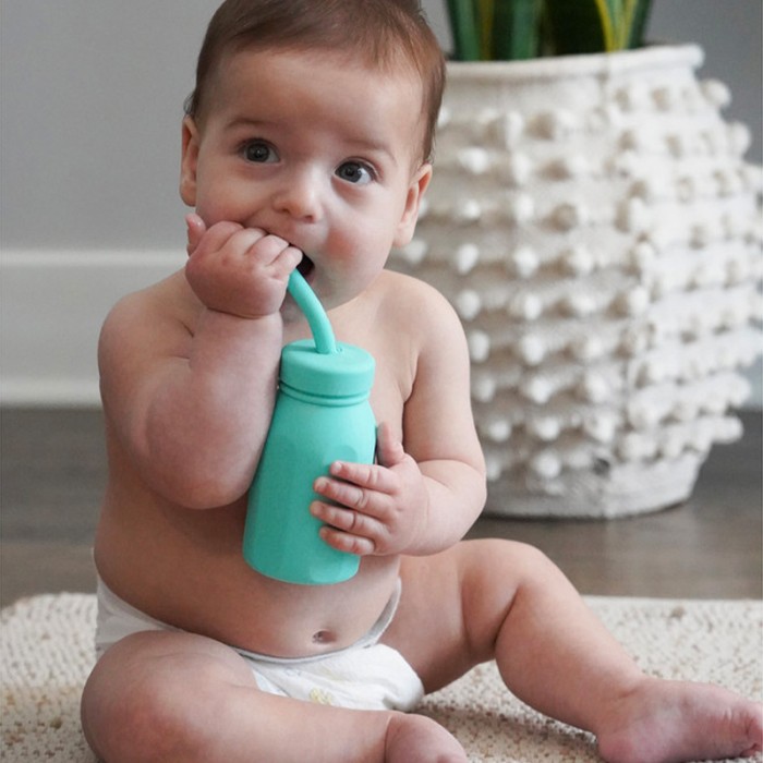 Melii Silicone Water Bottle With Straw 230 ml Turquoise