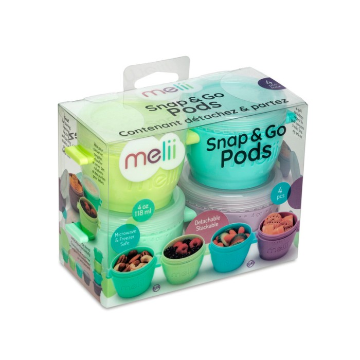 Melii Snap & Go Pods 4oz, 4 Pcs Multi Color