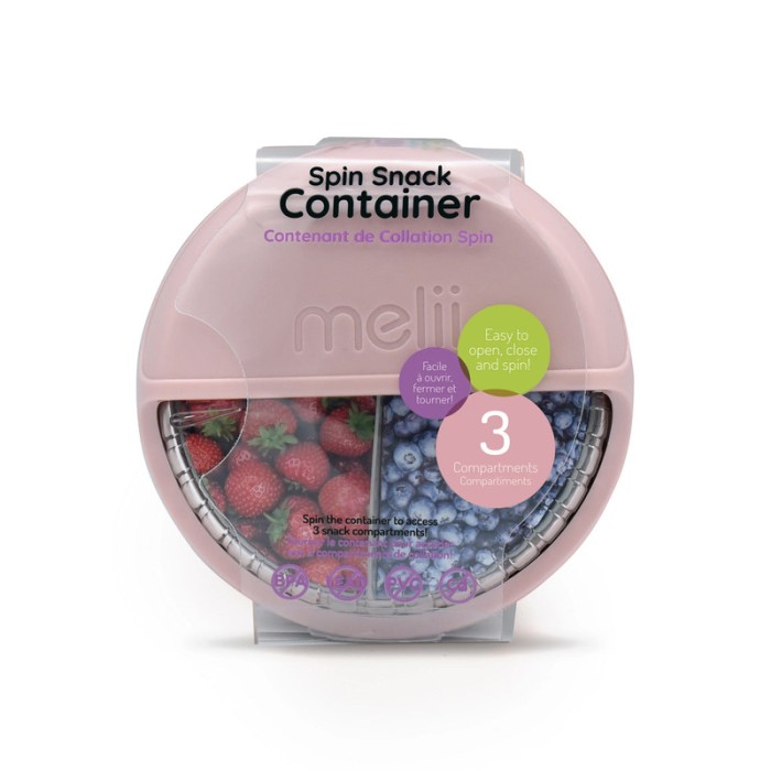 Melii Spin 3 Compartment Snack Container Pink