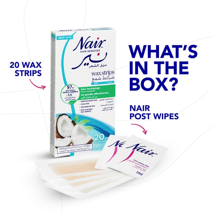 Nair Hair Remover Body Wax Strips Coconut 20s