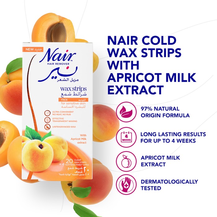 Nair Hair Remover Face Wax Strips Apricot 20s