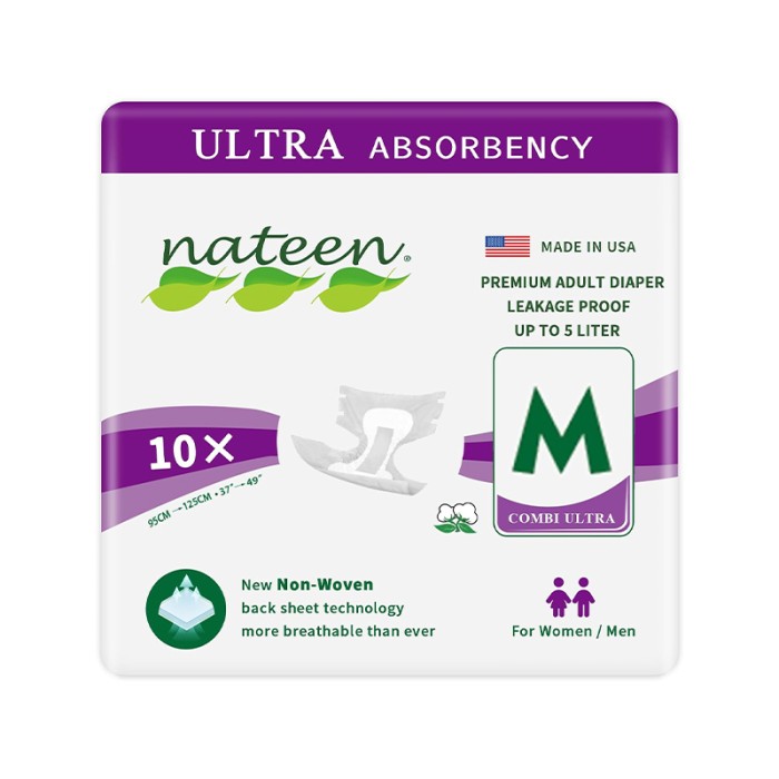 Nateen Combi Ultra Adult Diapers M, 10 Pcs