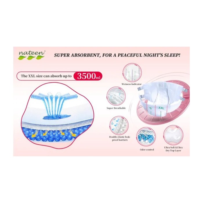 Nateen Combi Ultra Adult Diapers XXL, 10 Pcs