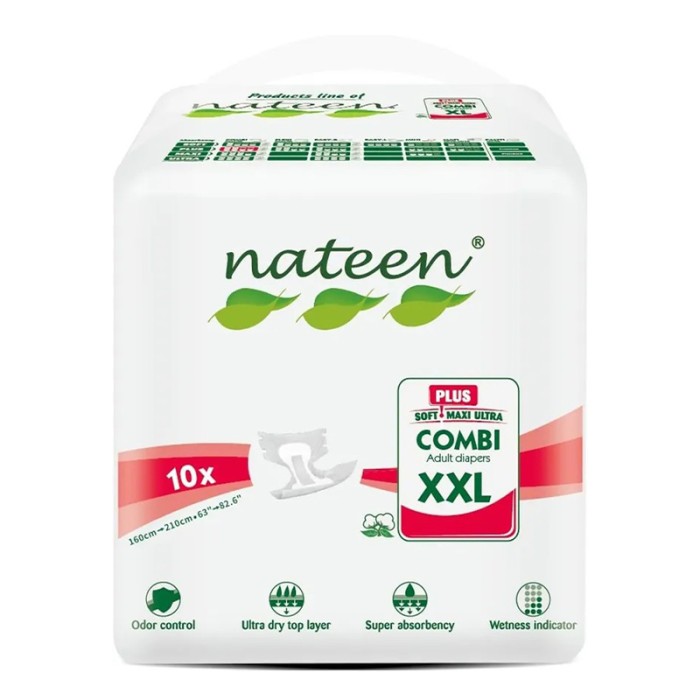 Nateen Combi Ultra Adult Diapers XXL, 10 Pcs