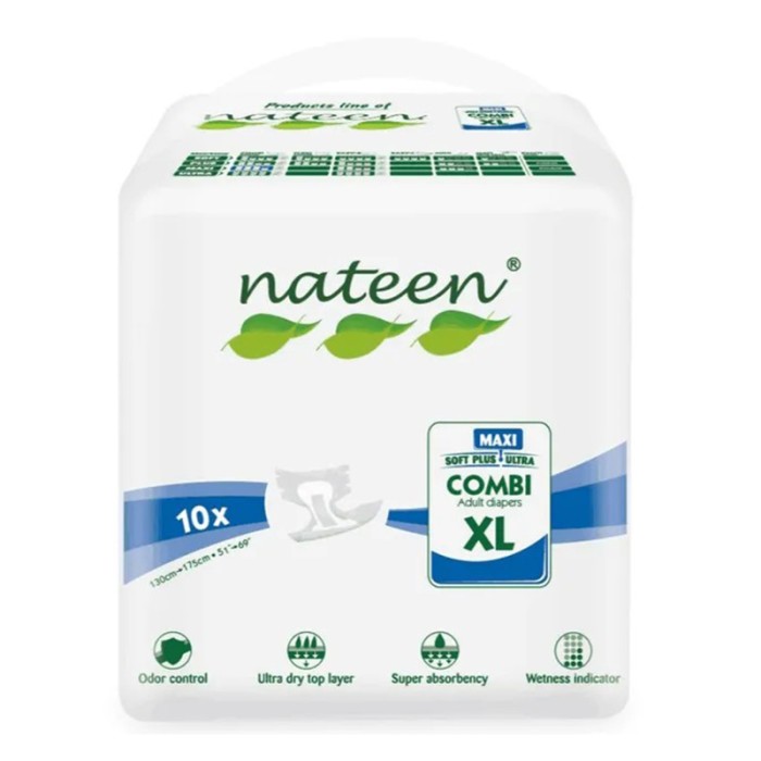 Nateen Eco Friendly Adult Diapers Combi MAXI Line Size XL, 10 Pcs