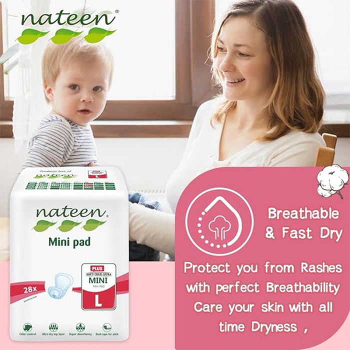 Nateen Premium Maternity Mini Pad Size L, 28 Pcs
