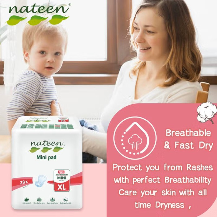Nateen Premium Maternity Mini Pad Size XL, 28 Pcs
