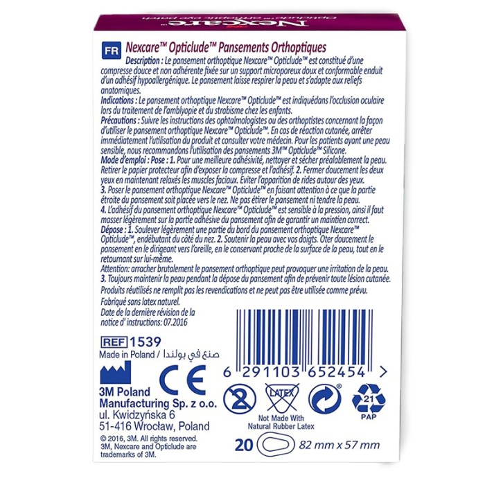 Nexcare 1539 Opticlude Orthoptic Eye Patch, Regular, 20/Box