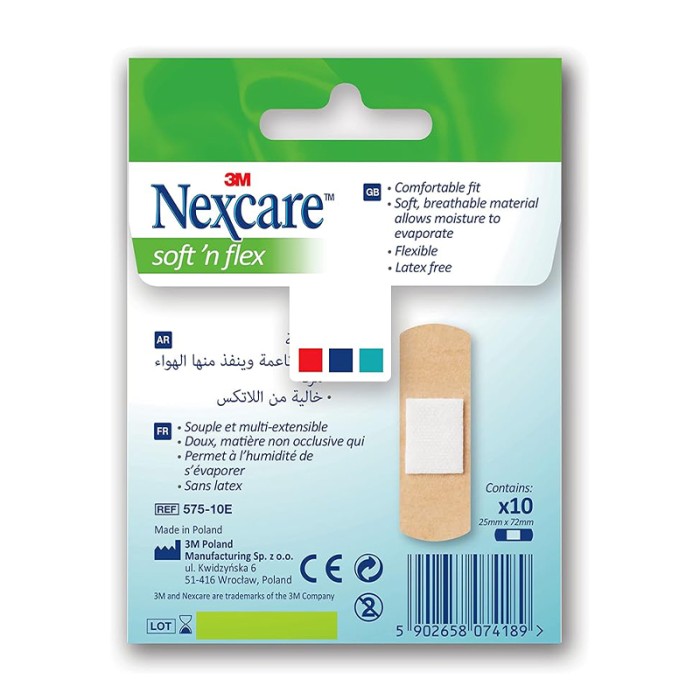 Nexcare 575 10E Soft N Flex Strips Dshape 10 Ea/Pack