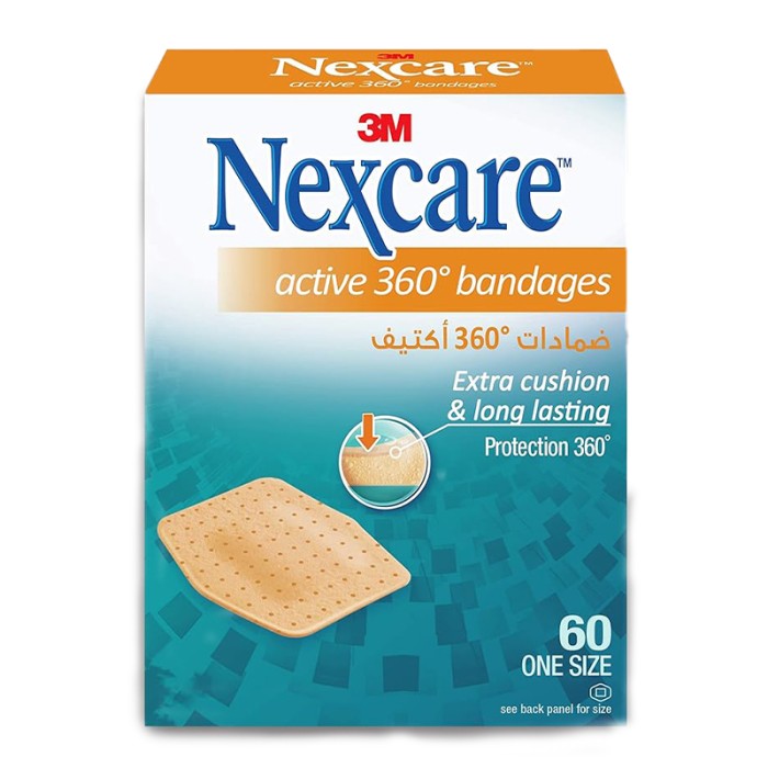 Nexcare Active Bandages, 23mm X 28mm, 60/Pack