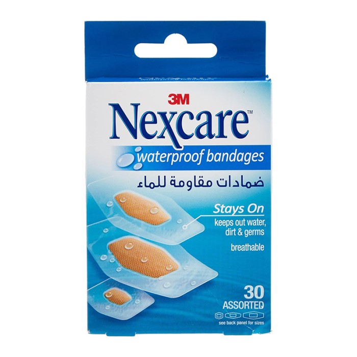 Nexcare Aqua Clear Waterproof Bandages, G, Assorted, 30/Pack