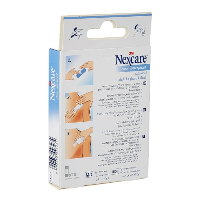 Nexcare CWP20 Clear Waterproof Bandages 20'S