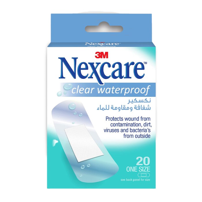Nexcare CWP20 Clear Waterproof Bandages 20'S