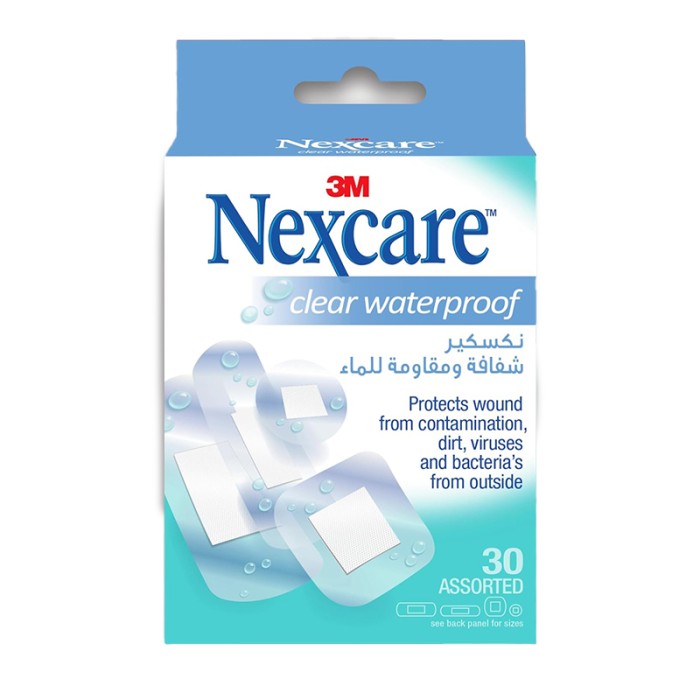 Nexcare CWP30 Clear Waterproof Bandages 30 Assorted