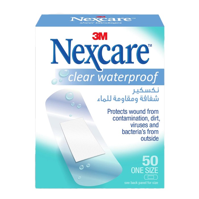 Nexcare CWP50 Clear Waterproof Bandages 50'S