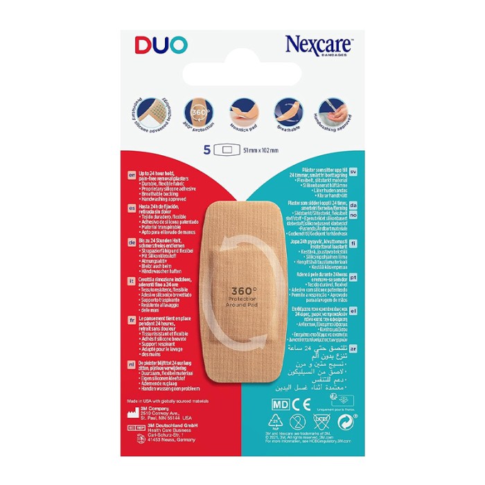 Nexcare Duo Plasters Maxi, 51mm X 102mm, 5/Pack