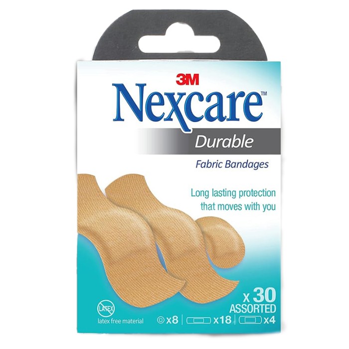 Nexcare Durable Fabric Plasters, Assorted, 30/Pack