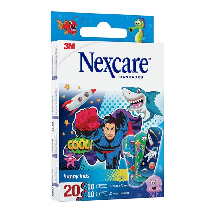 Nexcare Happy Kids Plasters Cool, Assorted, 20/Pack