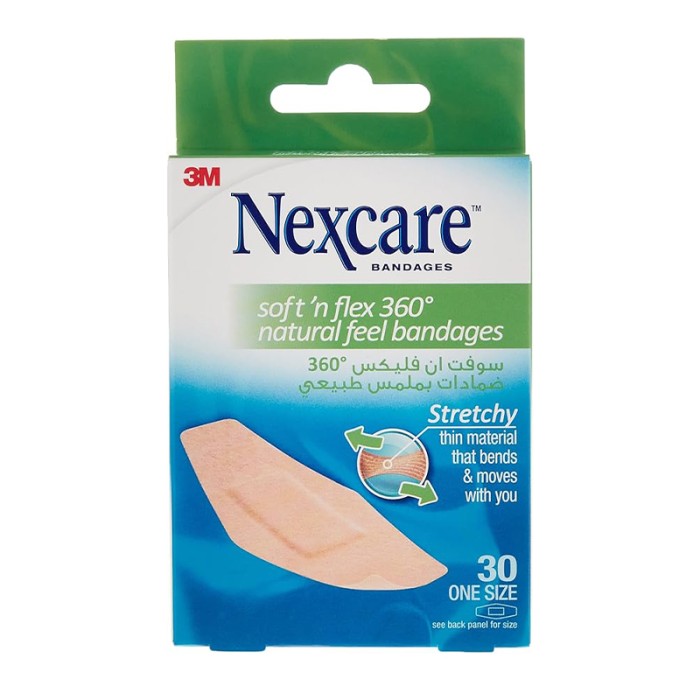 Nexcare SF30D Soft N Flex Comfort Bandages, 28X76mm, 30/Box