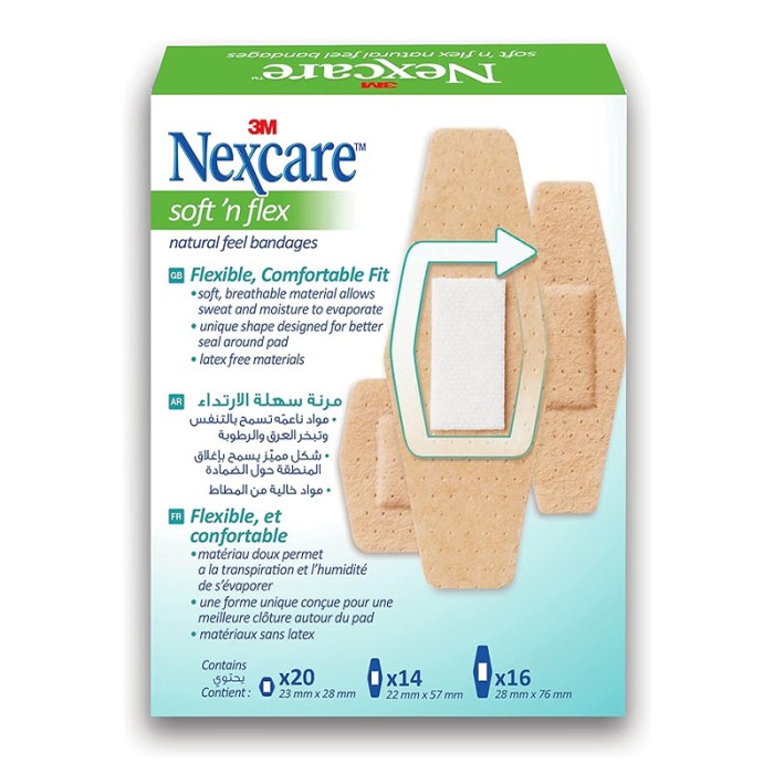 Nexcare SF50D Soft N Flex Comfort Bandages, Assorted, 50/Box