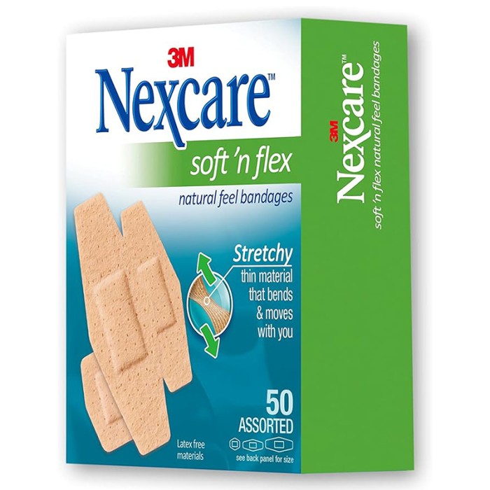 Nexcare SF50D Soft N Flex Comfort Bandages, Assorted, 50/Box